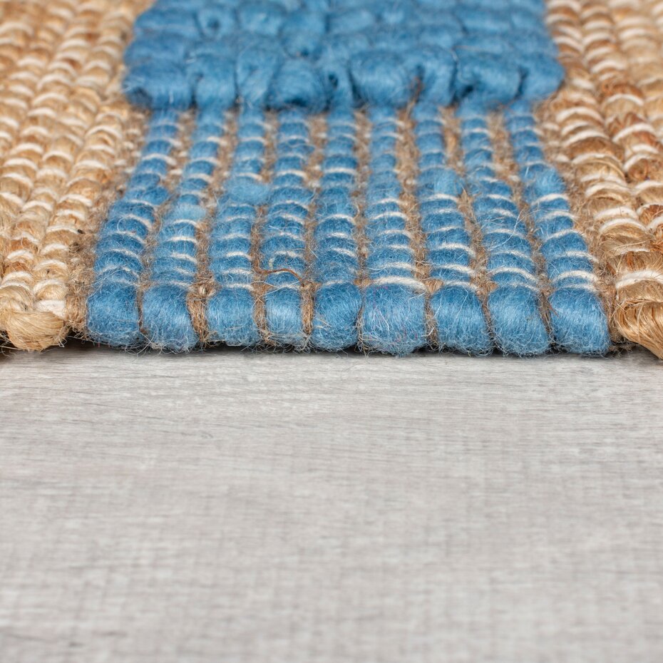 Jute loper - Medina Stripe Naturel/Blauw Jute loper - Medina Stripe Naturel/Blauw