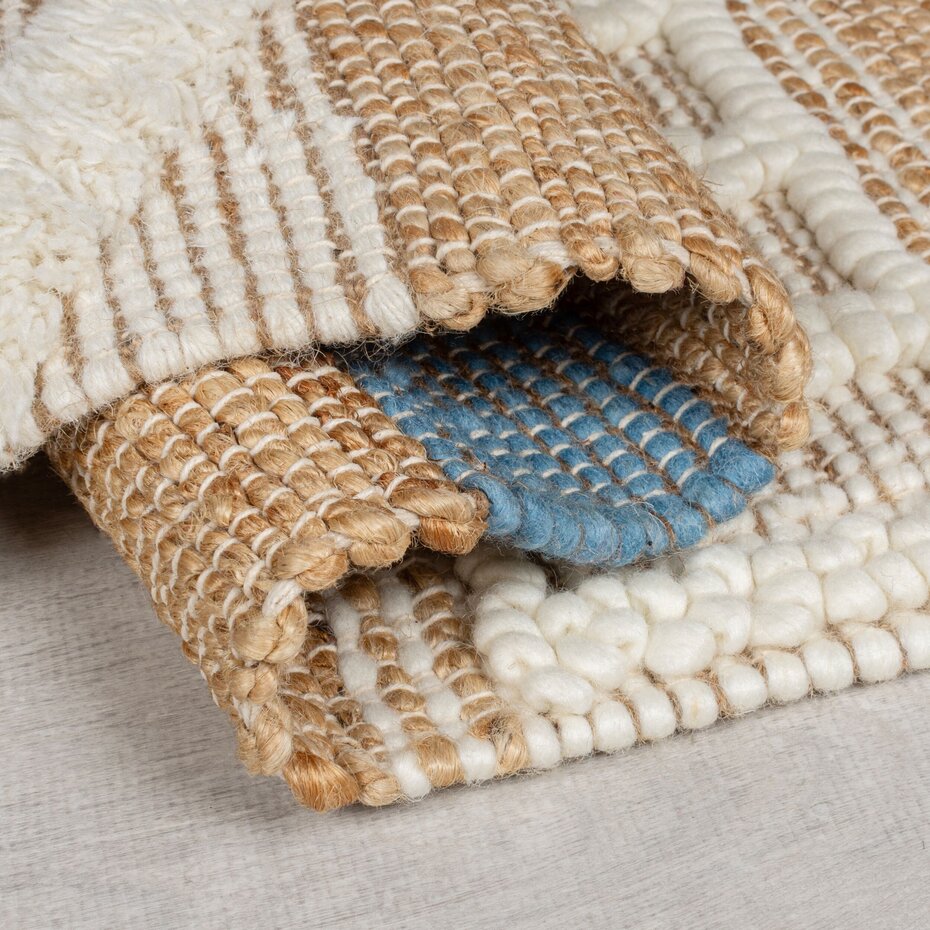 Jute loper - Medina Stripe Naturel/Blauw Jute loper - Medina Stripe Naturel/Blauw