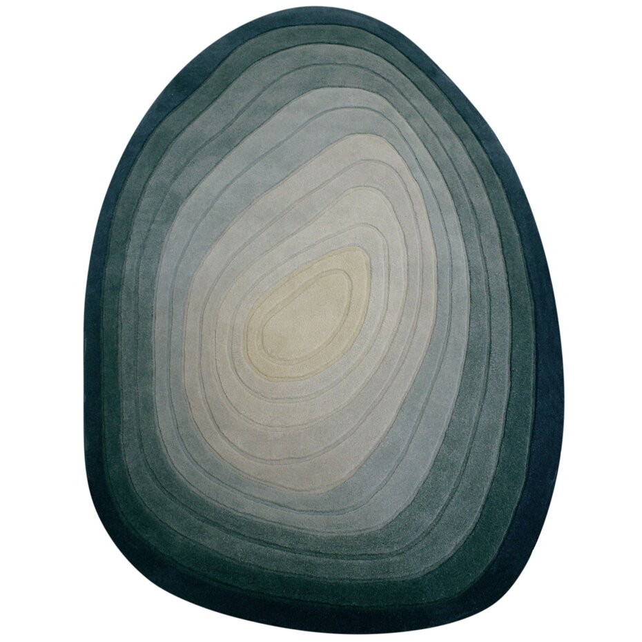 Organisch wollen vloerkleed - Puddle Petrol Blauw Organisch wollen vloerkleed - Puddle Petrol Blauw