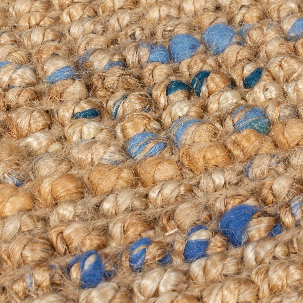 Jute vloerkleed - Boucle Naturel/Blauw Jute vloerkleed - Boucle Naturel/Blauw