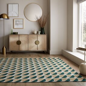 Geometrisch vloerkleed - Carlos Groen/Geel