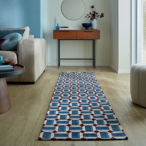 Geometrisch loper - Lennox Blauw/Rood