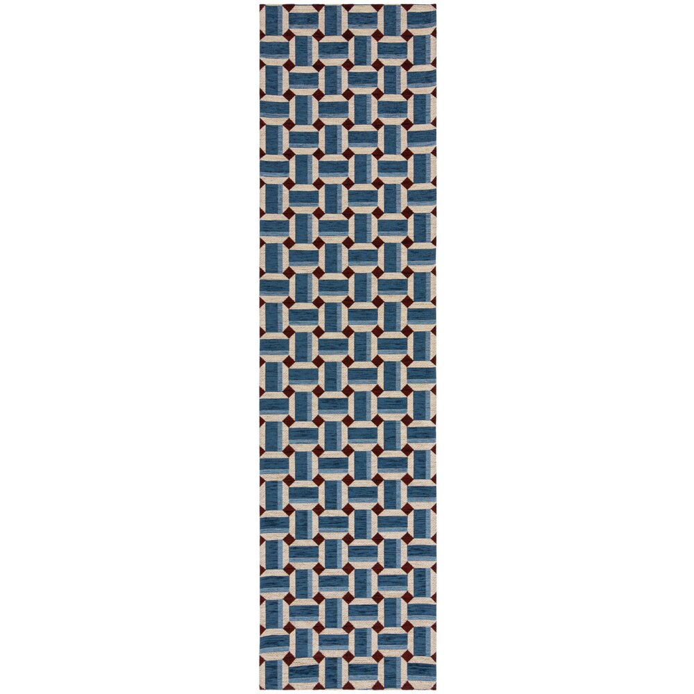 Geometrisch loper - Lennox Blauw/Rood