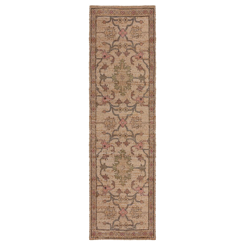 Loper Jute Vloerkleed Celine - Groen / Roze