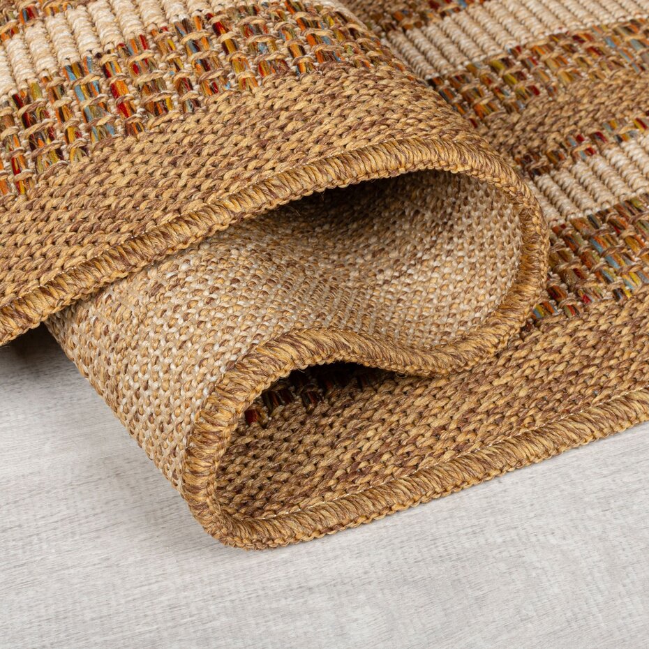 Binnen & Buitenkleed Layla Border - Naturel / Multi Binnen & Buitenkleed Layla Border - Naturel / Multi