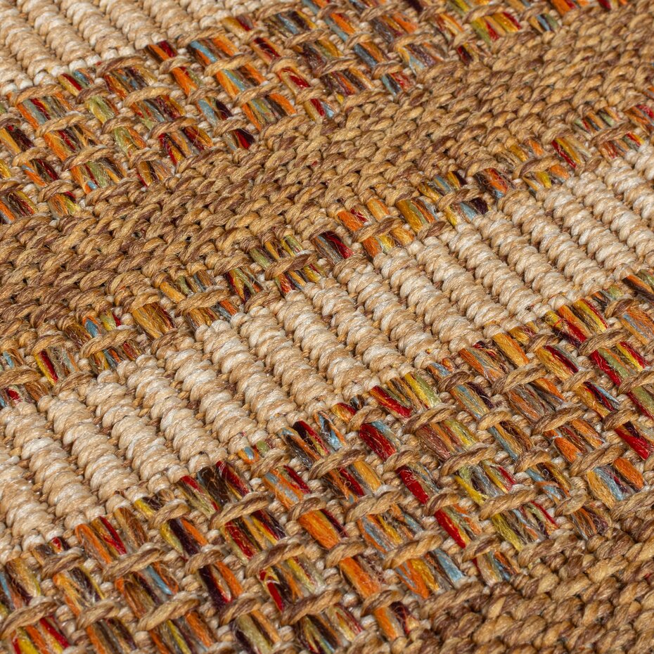 Binnen & Buitenkleed Layla Border - Naturel / Multi Binnen & Buitenkleed Layla Border - Naturel / Multi