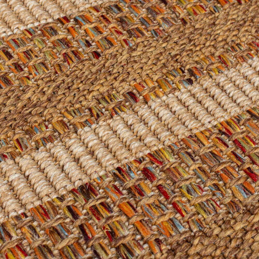 Binnen & Buitenkleed Layla Border - Naturel / Multi Binnen & Buitenkleed Layla Border - Naturel / Multi