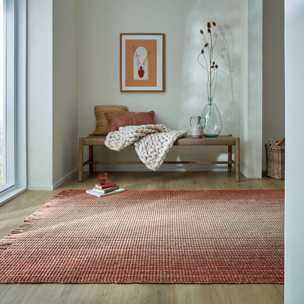 Jute vloerkleed - Ombre Rood Jute vloerkleed - Ombre Rood