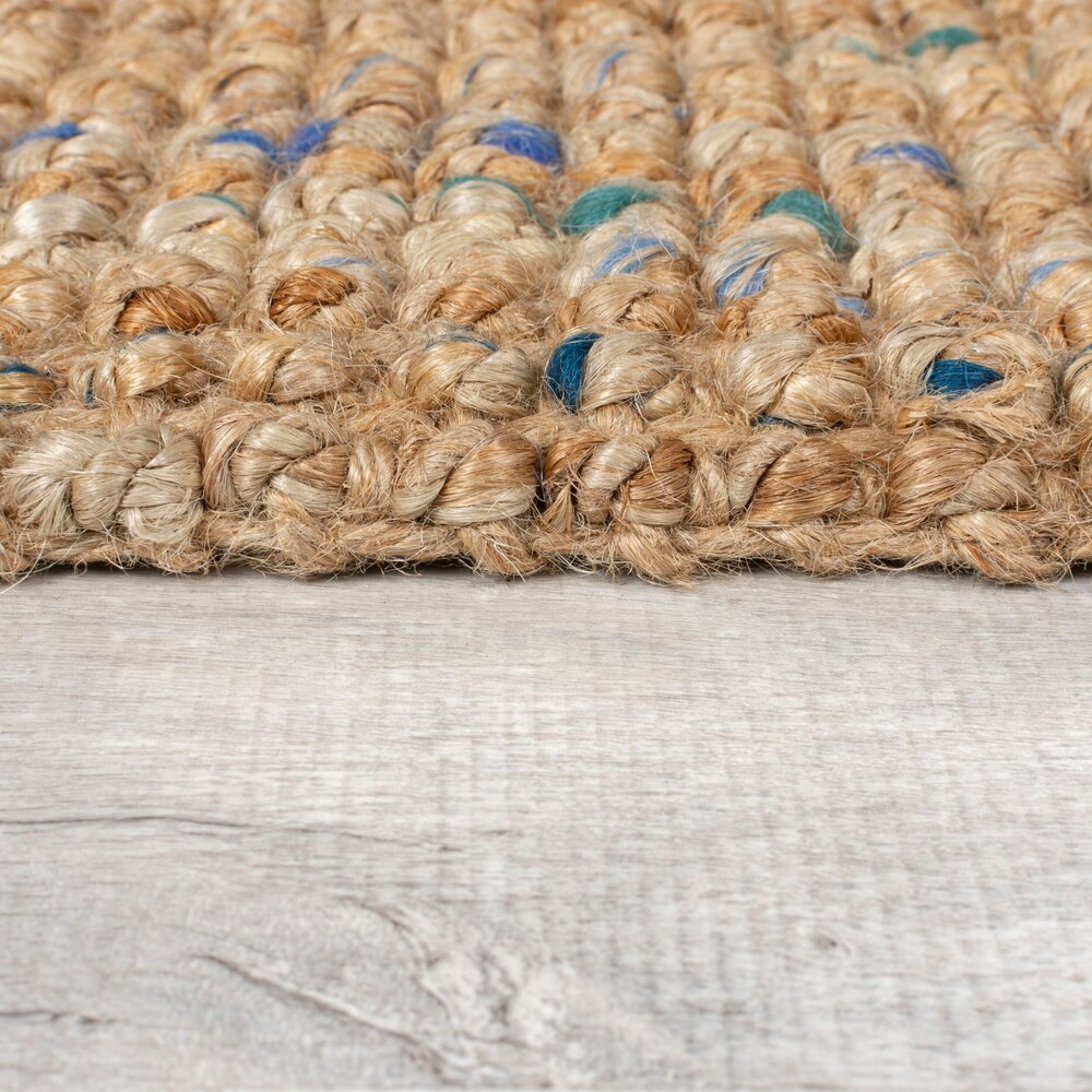 Loper Jute Vloerkleed Boucle Naturel / Blauw Loper Jute Vloerkleed Boucle Naturel / Blauw