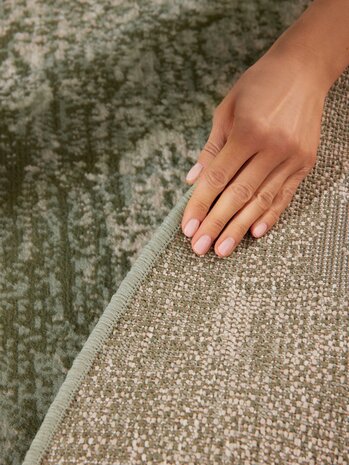 Rond vintage vloerkleed - Lydia Groen/Creme