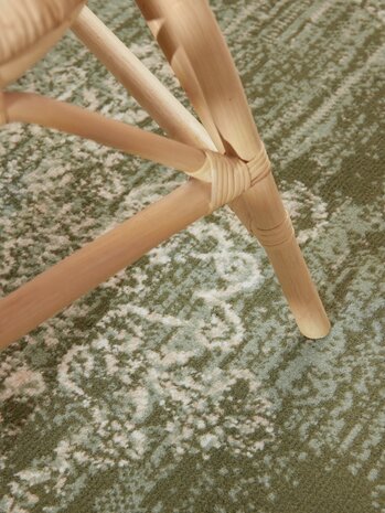 Rond vintage vloerkleed - Lydia Groen/Creme