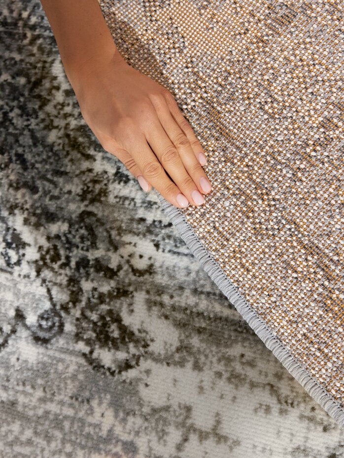 Rond vintage vloerkleed - Gloria Grijs/Crème Rond vintage vloerkleed - Gloria Grijs/Crème