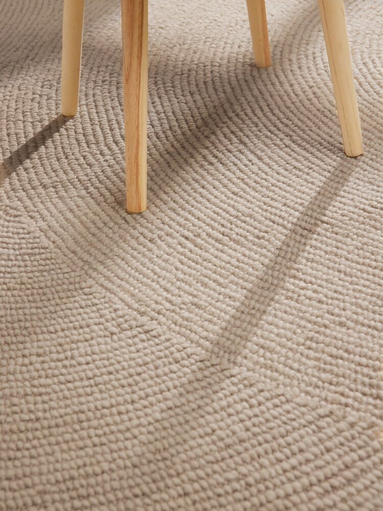 Wollen Japandi vloerkleed - Eleni Rond Beige Wollen Japandi vloerkleed - Eleni Rond Beige