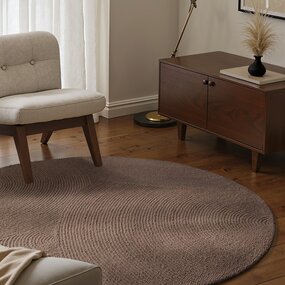 Wollen Japandi vloerkleed - Calmio Rond Taupe