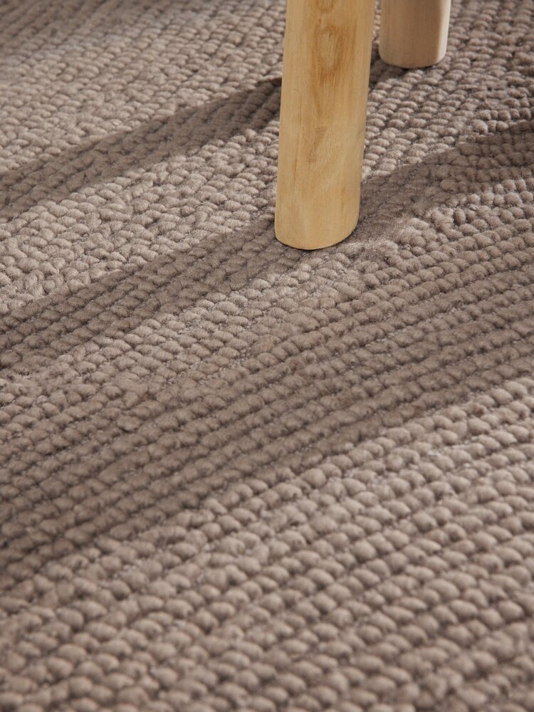 Wollen Japandi vloerkleed - Calmio Rond Taupe