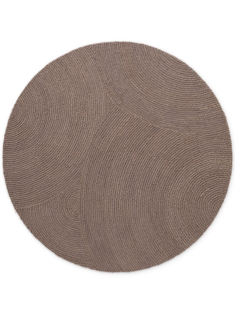 Wollen Japandi vloerkleed - Calmio Rond Taupe