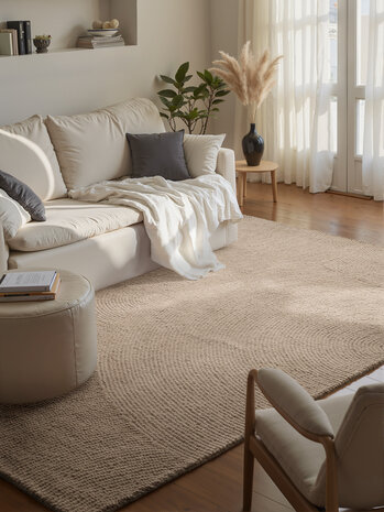 Wollen Japandi vloerkleed - Eleni Beige