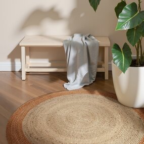 Jute vloerkleed - Looma Rond Crème/Naturel