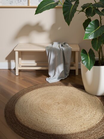 Jute vloerkleed - Jutta Rond Bruin/Naturel