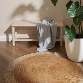 Jute vloerkleed - Looma Rond Naturel/Crème Jute vloerkleed - Looma Rond Naturel/Crème