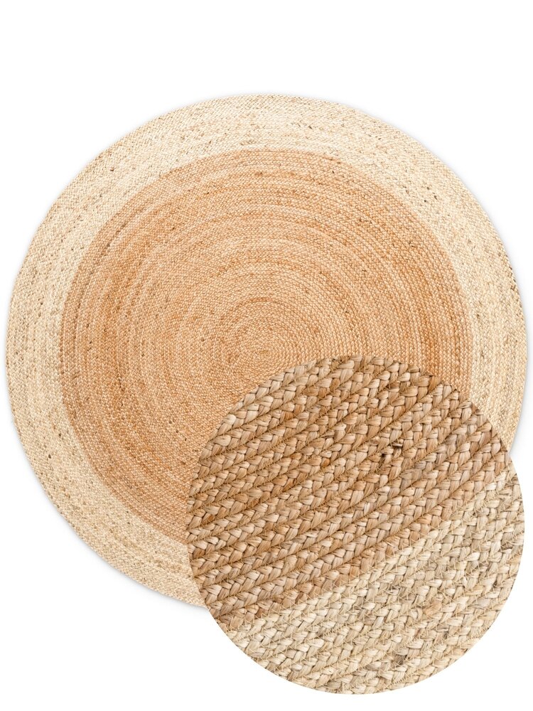 Jute vloerkleed - Looma Rond Naturel/Crème Jute vloerkleed - Looma Rond Naturel/Crème