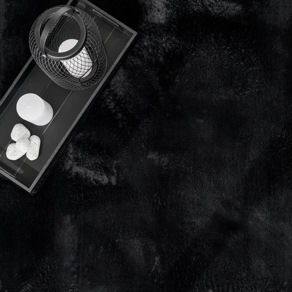 Laagpolig fluffy vloerkleed - Amalfi Zwart