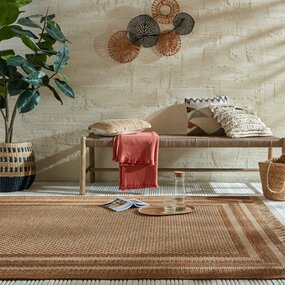 Binnen & Buitenkleed Layla Border - Naturel / Multi