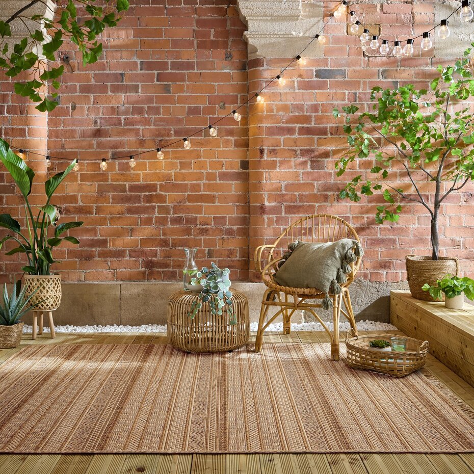 Binnen & Buitenkleed Farah Stripe - Naturel / Mutli Binnen & Buitenkleed Farah Stripe - Naturel / Mutli