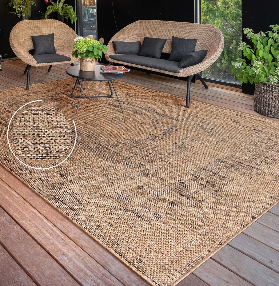 Jute buitenkleed - Aamber Frame Naturel/Zwart