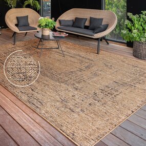 Jute buitenkleed - Aamber Frame Naturel/Zwart