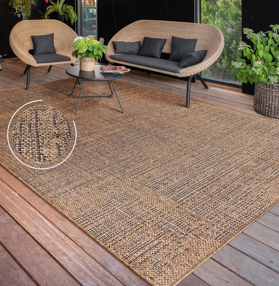 Jute buitenkleed - Aamber Stripe Naturel/Zwart