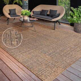Jute buitenkleed - Aamber Stripe Naturel/Zwart