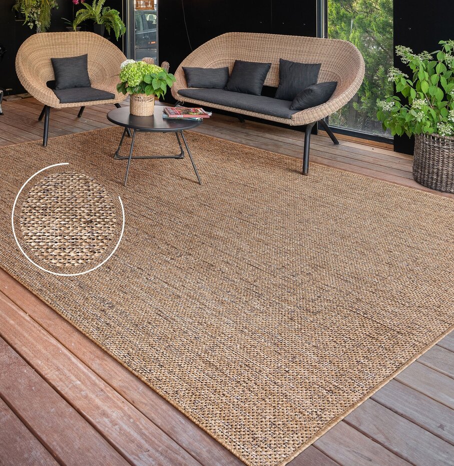 Jute buitenkleed - Aamber Naturel/Zwart