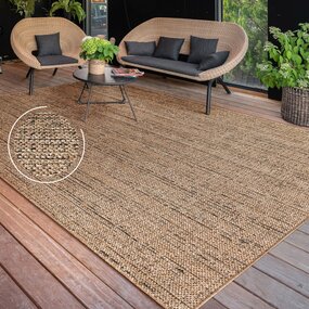 Jute buitenkleed - Aamber Lines Naturel/Zwart