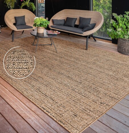 Jute buitenkleed - Aamber Lines Naturel/Zwart