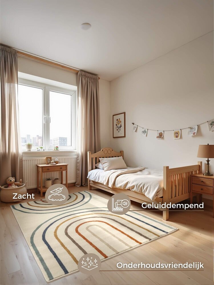 Kindervloerkleed - Adventures Japandi Crème/Kleurrijk Kindervloerkleed - Adventures Japandi Crème/Kleurrijk