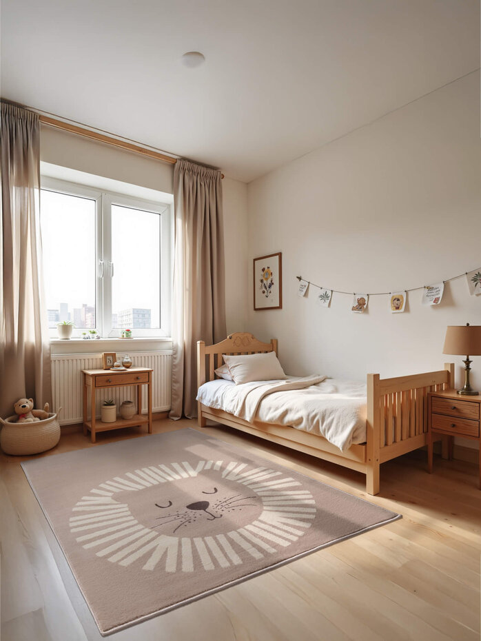 Kindervloerkleed - Happy Lion Beige/Crème Kindervloerkleed - Happy Lion Beige/Crème