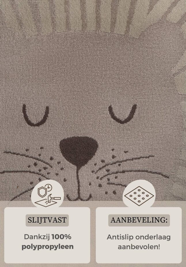Kindervloerkleed - Happy Lion Beige/Crème Kindervloerkleed - Happy Lion Beige/Crème