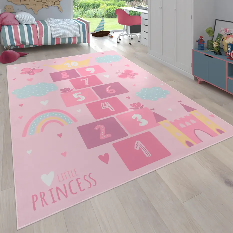 Kindervloerkleed - Binola - Prinses / Hinkelen - Roze Kindervloerkleed - Binola - Prinses / Hinkelen - Roze