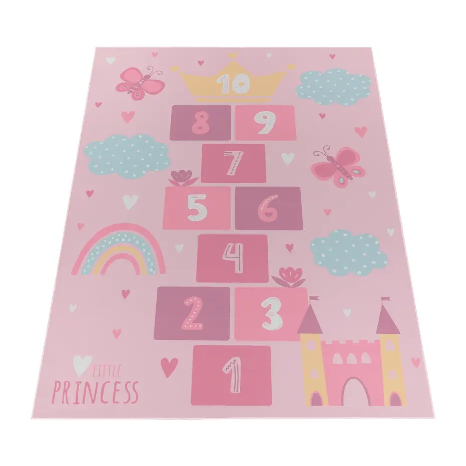 Kindervloerkleed - Binola - Prinses / Hinkelen - Roze Kindervloerkleed - Binola - Prinses / Hinkelen - Roze