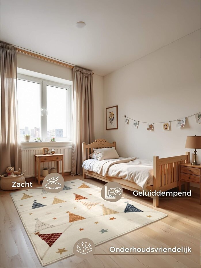 Kindervloerkleed - Kids Party Crème/Kleurrijk - 160x235 cm