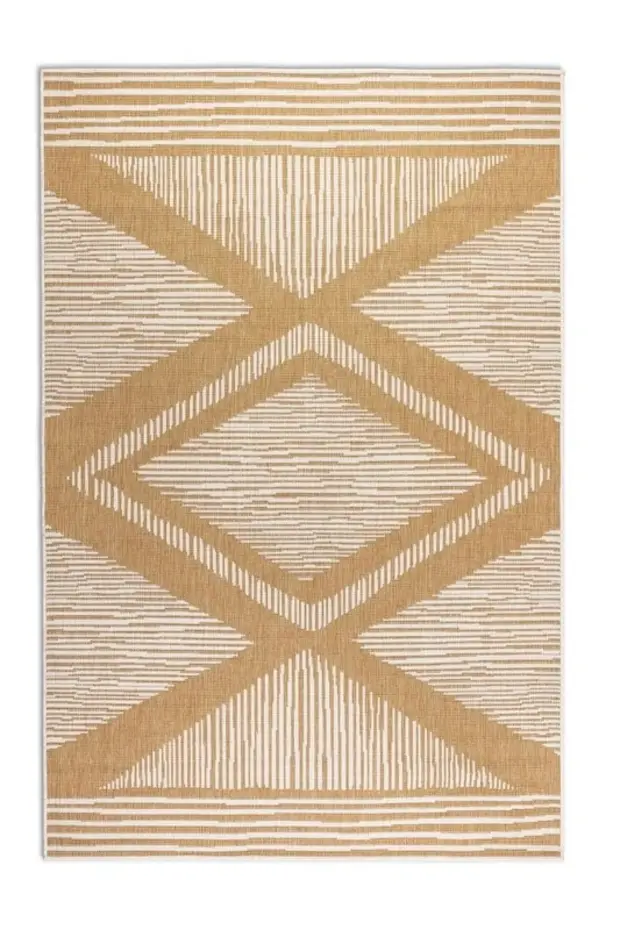 Elle Decoration - Binnen & Buitenkleed - Omkeerbaar - Rhombus - Okergeel - 160 X 230 CM