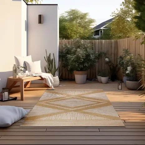 Elle Decoration - Binnen & Buitenkleed - Omkeerbaar - Rhombus - Okergeel - 160 X 230 CM