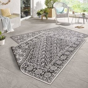 Binnen & Buiten vloerkleed - Curacao Zwart/Crème Omkeerbaar - 160 X 230 CM