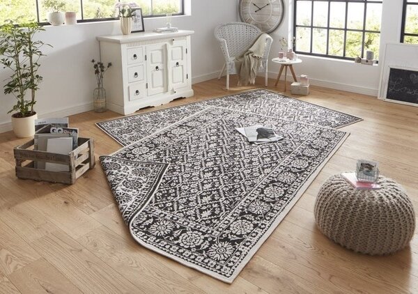 Binnen & Buiten vloerkleed - Curacao Zwart/Crème Omkeerbaar - 160 X 230 CM
