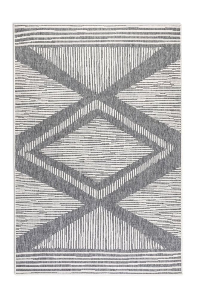 Elle Decoration - Binnen & Buitenkleed - Omkeerbaar - Rhombus - Zilver - 160 X 230 CM