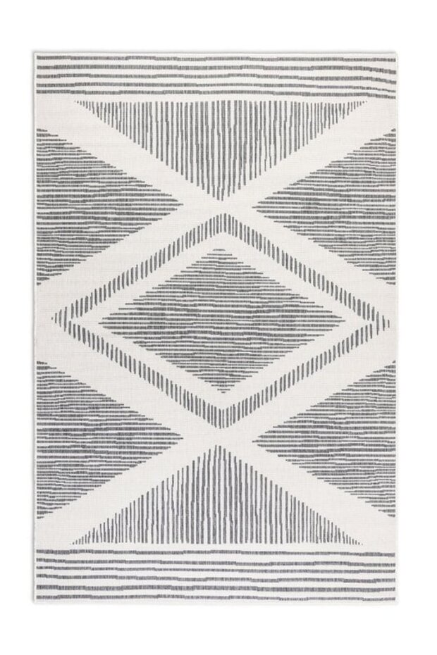 Elle Decoration - Binnen & Buitenkleed - Omkeerbaar - Rhombus - Zilver - 160 X 230 CM