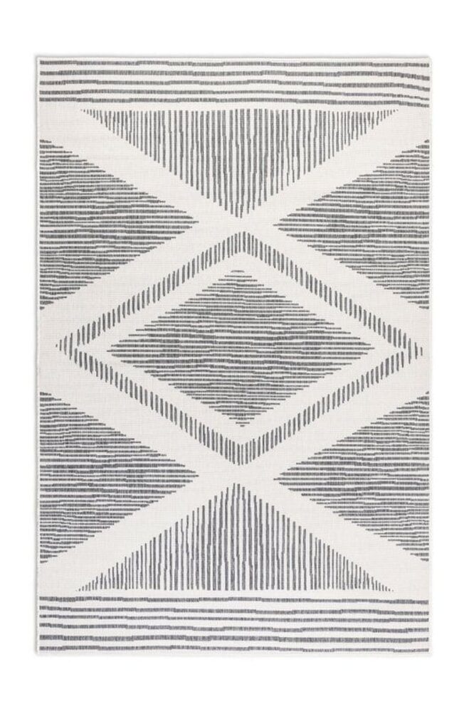 Elle Decoration - Binnen & Buitenkleed - Omkeerbaar - Rhombus - Zilver - 160 X 230 CM