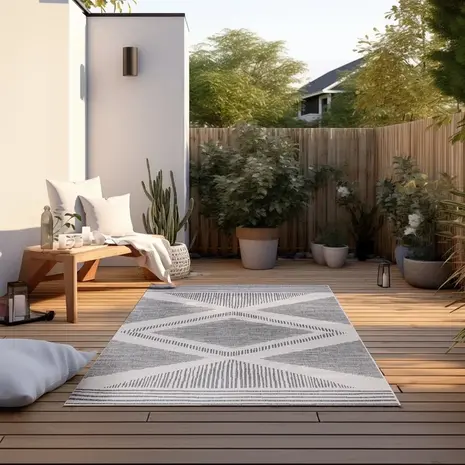 Elle Decoration - Binnen & Buitenkleed - Omkeerbaar - Rhombus - Zilver - 160 X 230 CM