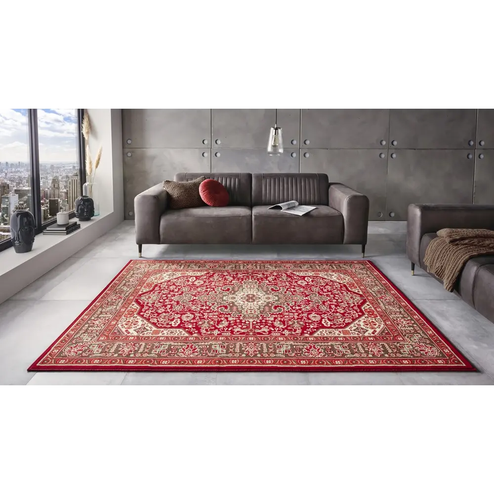SIVAS - Laagpolig vloerkleed - Rood - 140 x 200 cm - Katoen | Leen Bakker